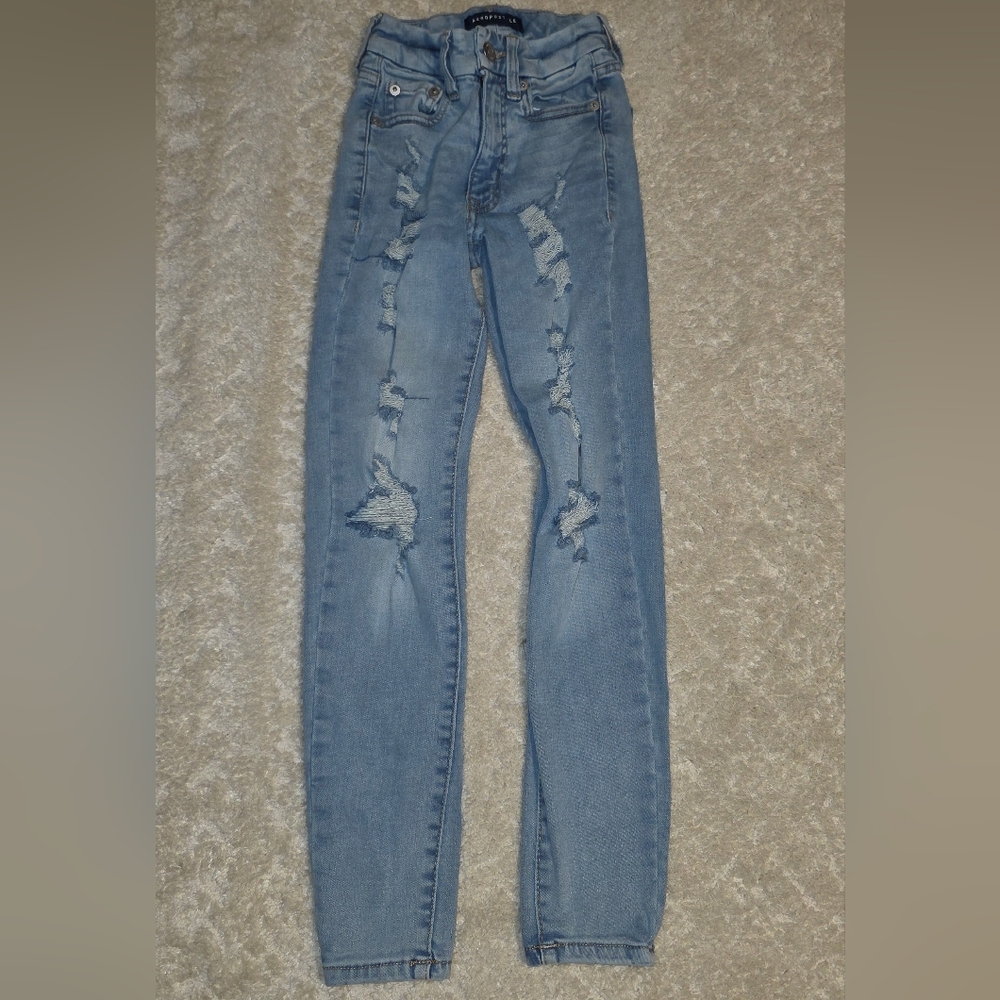 Aeropostale Light Blue Distressed Skinny Jeans